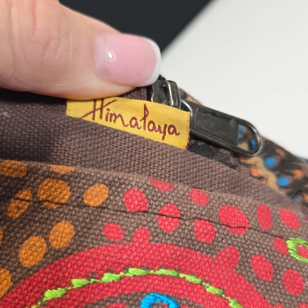 Himalaya Handmade Messenger Bag Brown Embroidered Cotton Boho Festival Nepal